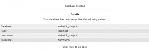 DirectAdmin Database Created