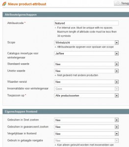 Magento attribuut aanmaken